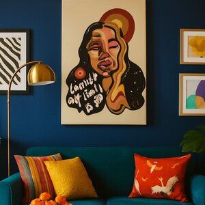 Self Care Groovy Wall Art Hanging Canvas Print Embrace Self Love Inspiration